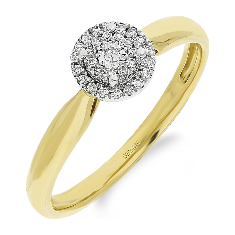 Pierścionek zaręczynowy MIRAGE z białymi diamentami w kole AW 55158 YW próba 585