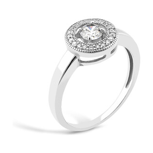 Pierścionek srebrny cyrkonia w kole z mniejszymi cyrkoniami PX 824 próba 925