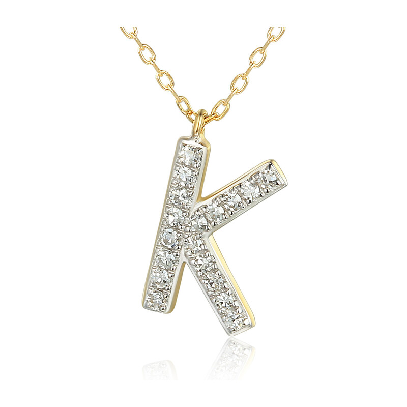 Naszyjnik złoty literka K z diamentami AW 09115 Y-K próba 585