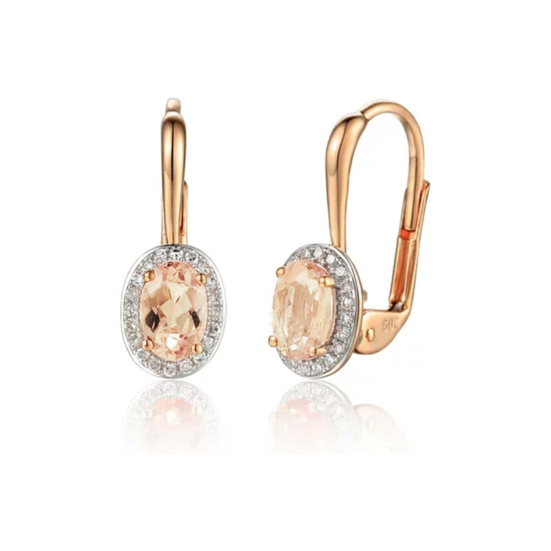 Pierścionek morganit 0,64ct bryl.0,07ct AW 62898 R-MO owal Markiza próba 585