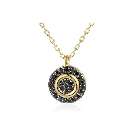 Naszyjnik złoty koło z czarnymi diamentami/anker AW 71726-08916 Y-BL próba 585