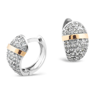 Kolczyki srebrne kopuła z cyrkoniami i złotą blaszką PX 169_AU375 blaszka gold