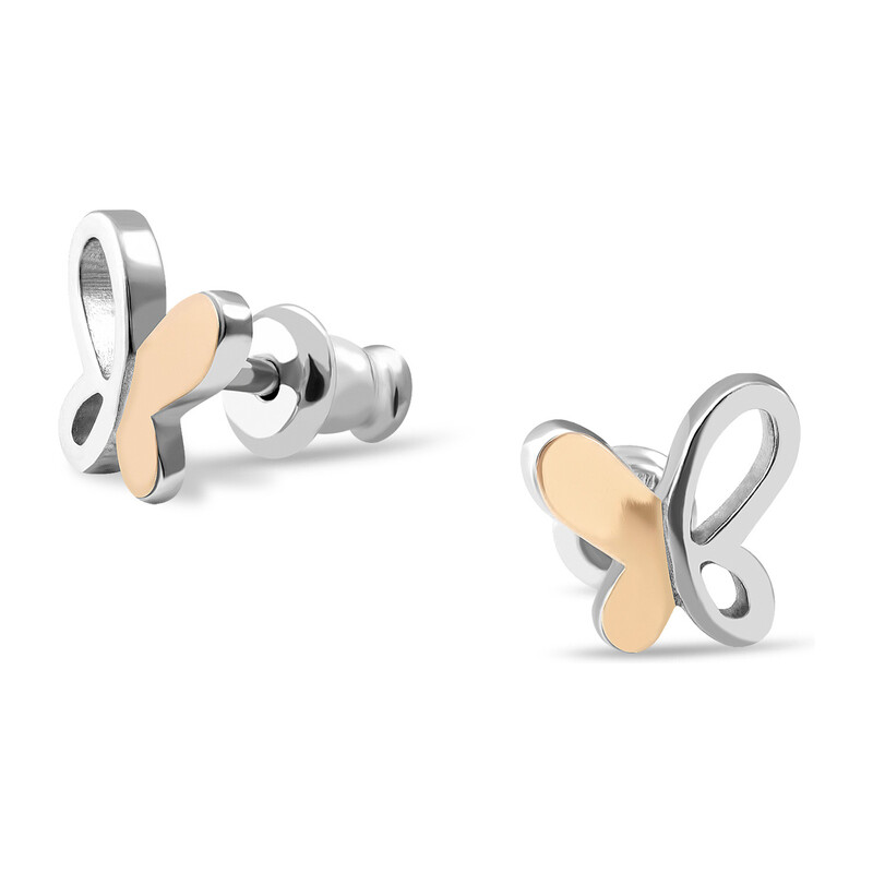 Kolczyki srebrne motyl ze złotą blaszką/sztyft PX 645_AU375 blaszka gold