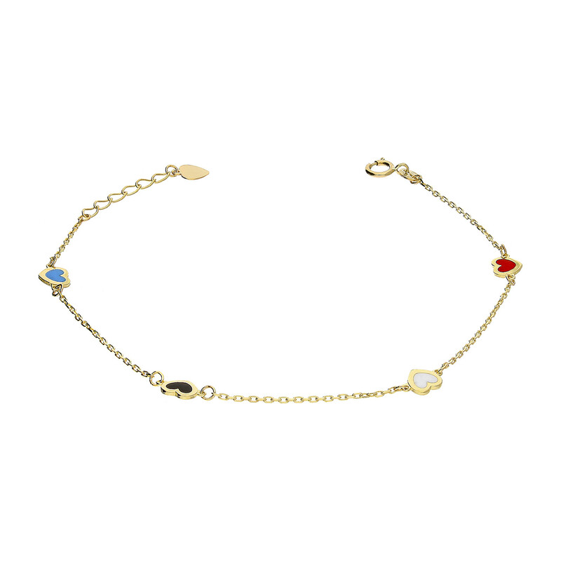 Bransoleta złota serca z kolorową emalią/rolo AR X6FOR6B8249-III-LZM2-LP próba 375