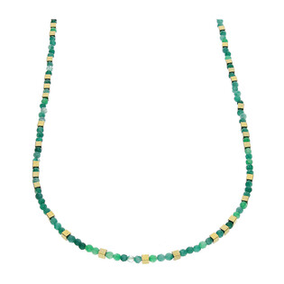 Naszyjnik z agatami, hematytem i pozłacanymi kostkami PA055 próba 925