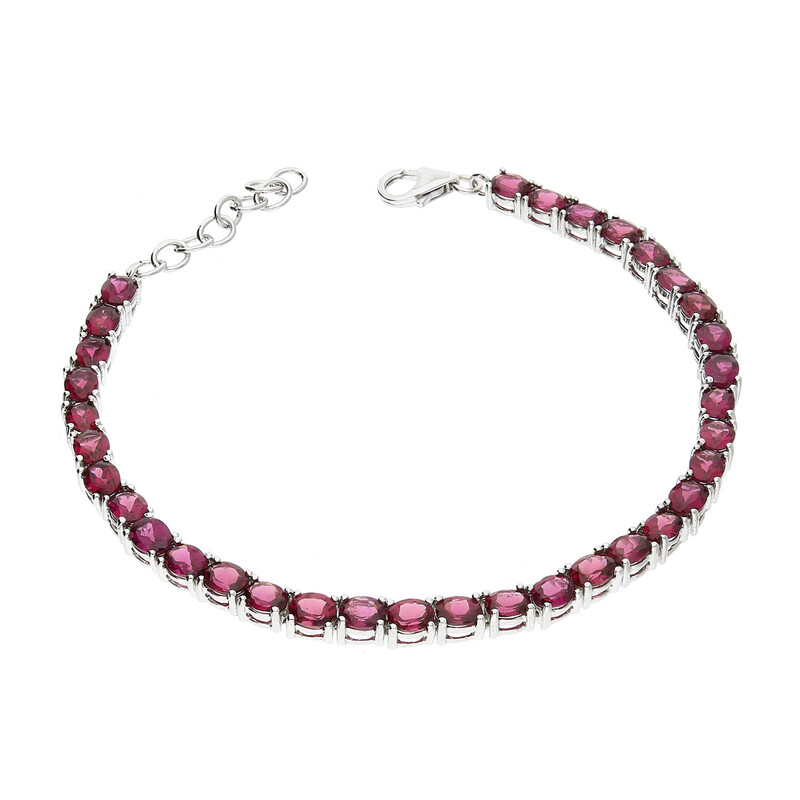 Bransoleta srebrna rodolit w rzędzie PA058-1 Rodolit próba 925