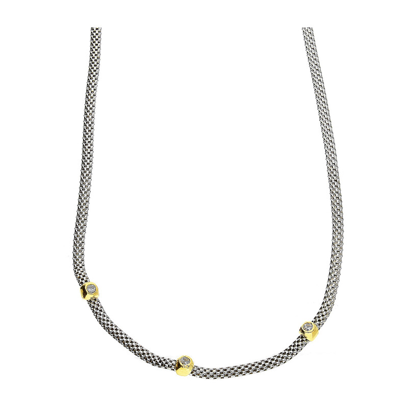 Naszyjnik srebrny cyrkonie w okrągłej oprawie PW NEW 93 próba 925