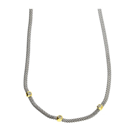 Naszyjnik srebrny cyrkonie w okrągłej oprawie PW NEW 93 próba 925