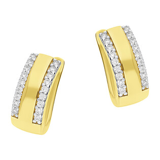 Kolczyki złote blaszka z dwoma rzędami białych cyrkonii/ang.zap. DJ 257-AZA próba 375