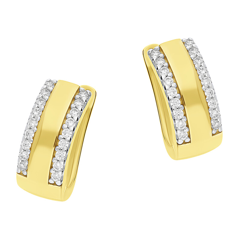 Kolczyki złote blaszka z dwoma rzędami białych cyrkonii/ang.zap. DJ 257-AZA próba 375