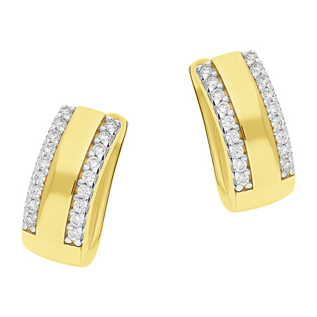 Kolczyki złote blaszka z dwoma rzędami białych cyrkonii/ang.zap. DJ 257-AZA próba 375