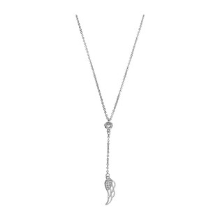 Naszyjnik srebrny skrzydło z cyrkoniami i pojedyncza cyrkonia/krawatówka PW464 próba 925