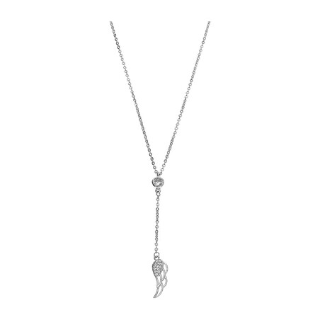 Naszyjnik srebrny skrzydło z cyrkoniami i pojedyncza cyrkonia/krawatówka PW464 próba 925