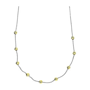 Naszyjnik srebrny grawerowane pozłacane kulki/anker PW482 2kolory próba 925