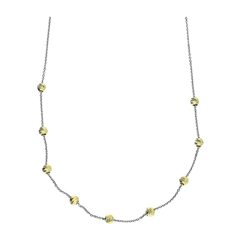 Naszyjnik srebrny grawerowane pozłacane kulki/anker PW482 2kolory próba 925