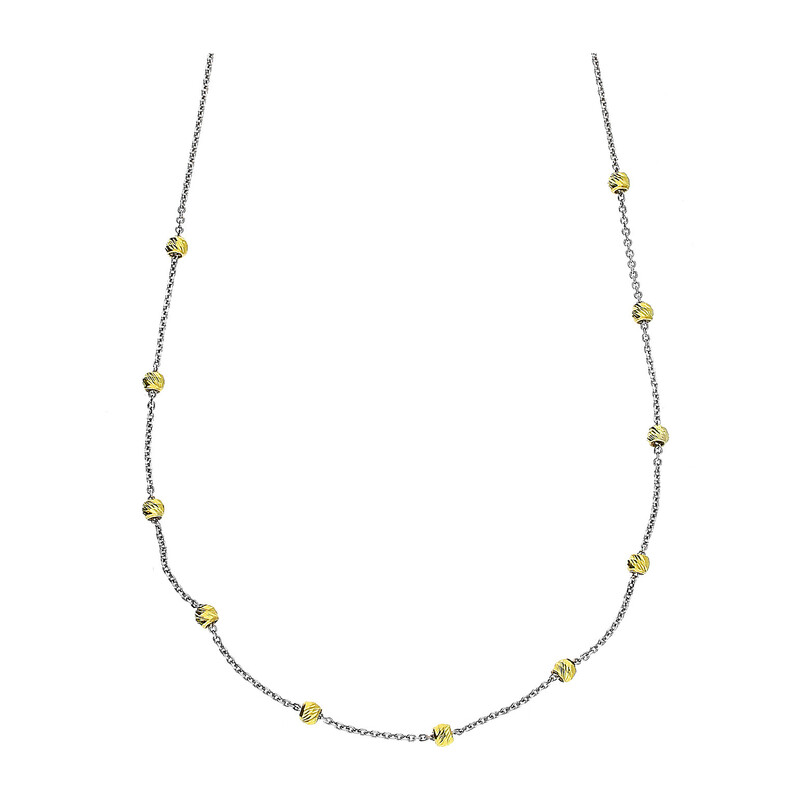 Naszyjnik srebrny grawerowane pozłacane kulki/anker PW485 2kolory próba 925