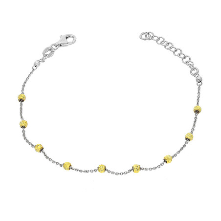 Bransoleta srebrna grawerowane pozłacane kulki/anker PW485 2kolory próba 925