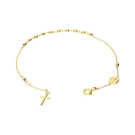 Bransoleta złota różaniec paciorki grawerowane