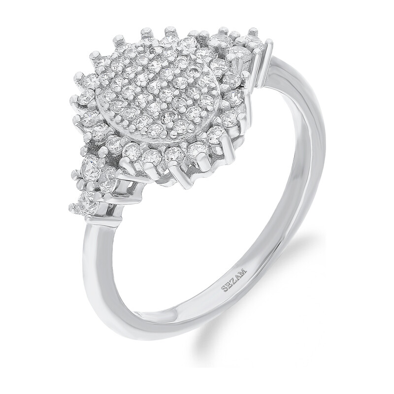 Pierścionek srebrny słonecznik z białymi cyrkoniami A0874 próba 925