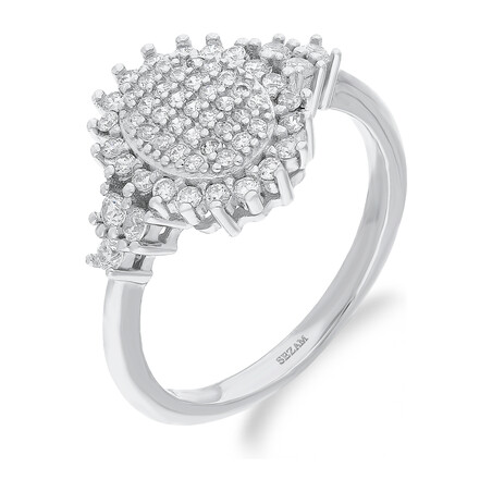 Pierścionek srebrny słonecznik z białymi cyrkoniami A0874 próba 925