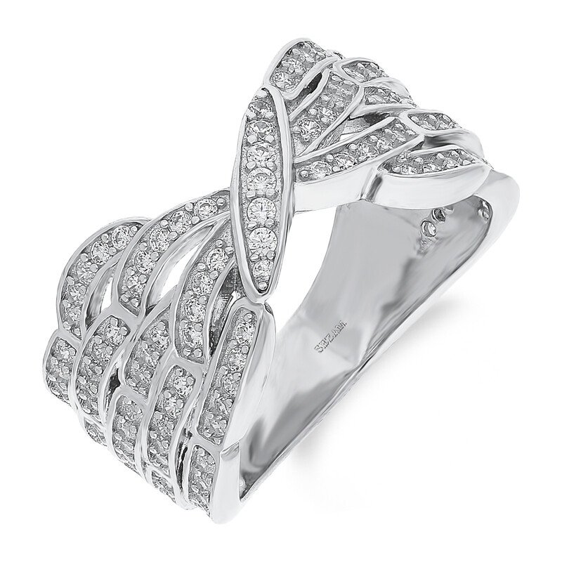 Pierścionek srebrny X z białymi cyrkoniami A0935 próba 925