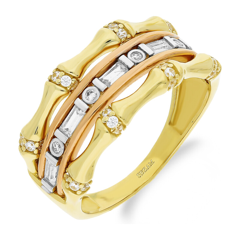 Pierścionek złoty bagiety i klepsydry z cyrkoniami AR ICR205651-TC-FCZ próba 375