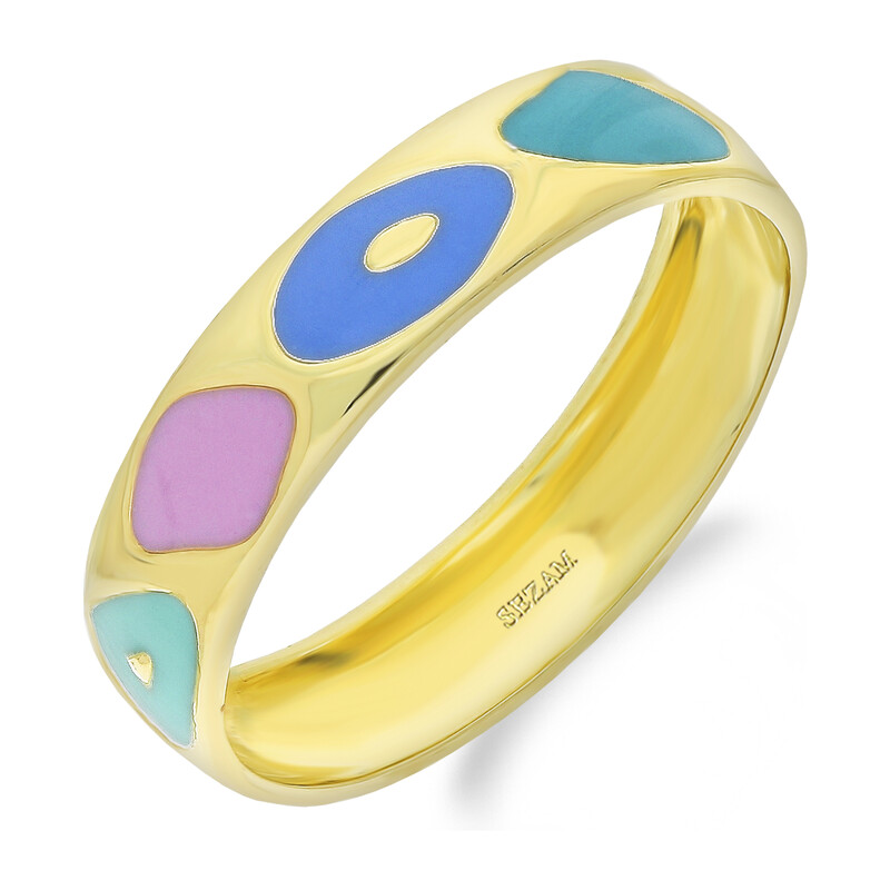 Pierścionek złoty kleksy z kolorową emalią AR XAR6941-1 próba 375