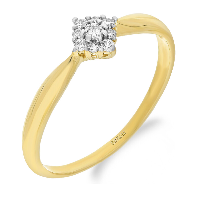 Pierścionek złoty BRIDELL białe cyrkonie w rombie DJ PREMIUM57 próba 585