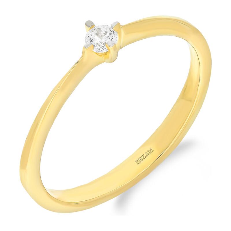 Pierścionek złoty SOLITER z białą cyrkonią DJ PREMIUM77 próba 585