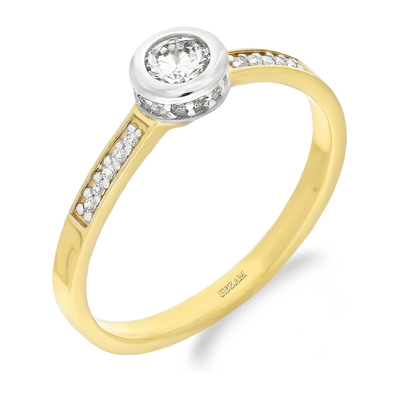 Pierścionek złoty JUBILE cyrkonie pod koroną DJ PREMIUM124 próba 585