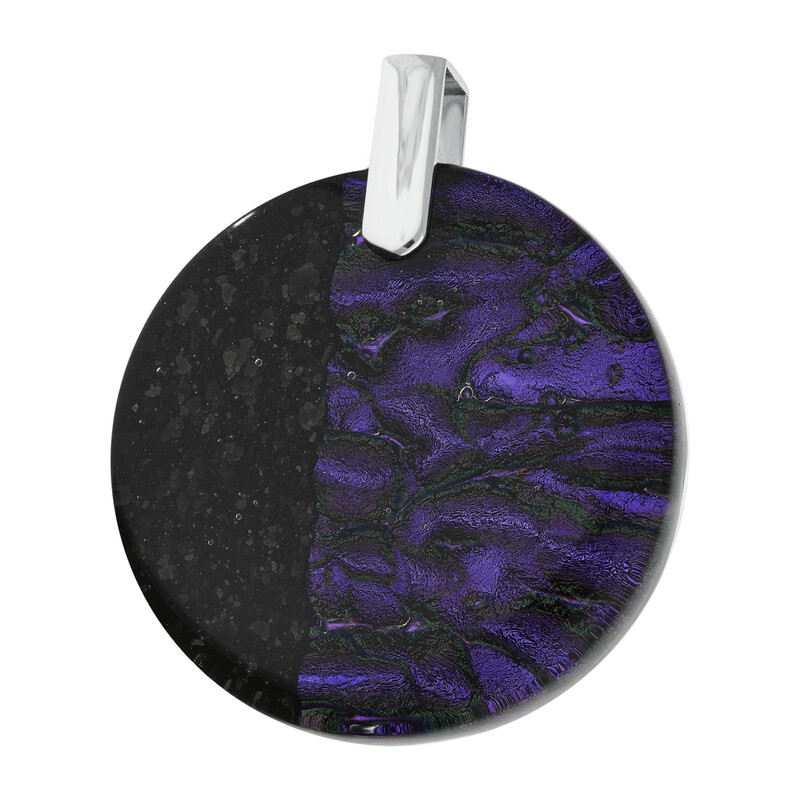 Zawieszka srebrna EMERALD z fioletowo-czarnym szkłem murano KQ KA999 próba 925