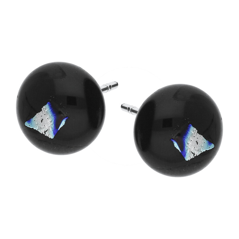 Kolczyki CASTELLO z czarnym szkłem murano/sztyft KQ SZT266-1 próba 925