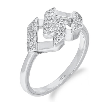 Pierścionek srebrny zaplecione romby z cyrkoniami PA029 próba 925