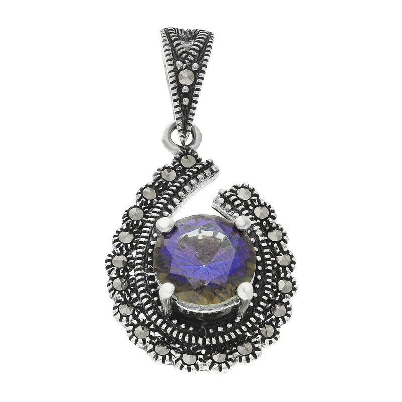 Zawieszka srebrna fioletowa cyrkonia w otwartej kropli PA035 fiolet próba 925