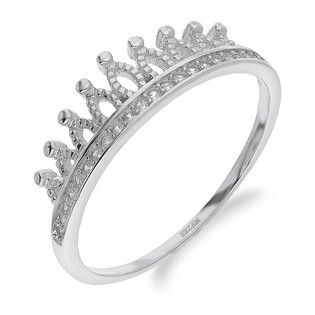 Pierścionek srebrny ażurowa korona z cyrkoniami PA091 próba 925