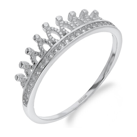 Pierścionek srebrny ażurowa korona z cyrkoniami PA091 próba 925