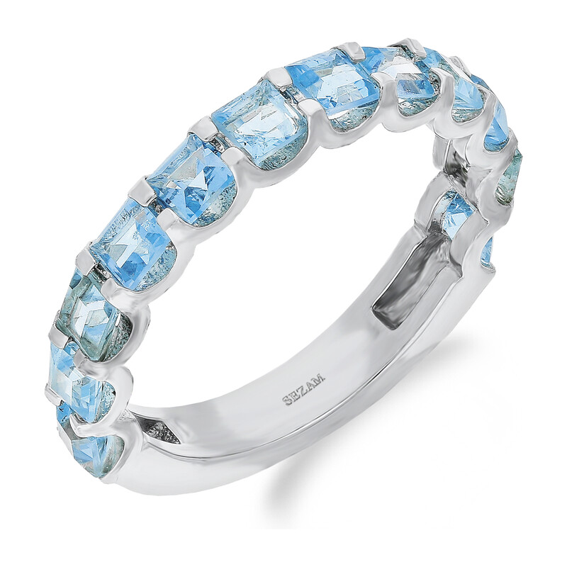 Pierścionek srebrny ring z rzędem topazów PA092 Topaz Swiss próba 925