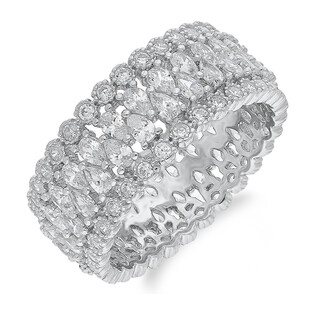 Pierścionek srebrny krople z cyrkoniami i cyrkonie po bokach PA096 próba 925