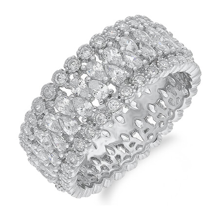 Pierścionek srebrny krople z cyrkoniami i cyrkonie po bokach PA096 próba 925