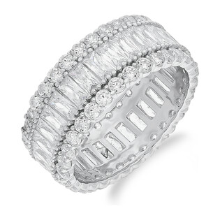 Pierścionek srebrny bagiety i cyrkonie po bokach PA097 próba 925