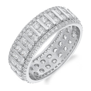 Pierścionek srebrny obrączkowy z białymi cyrkoniami PA100 próba 925