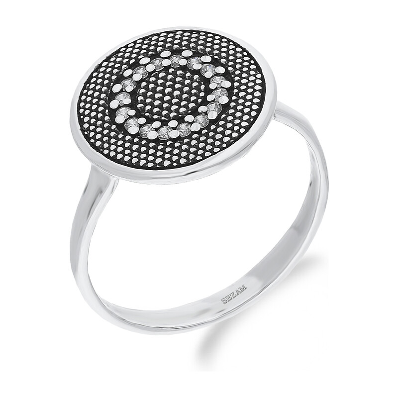 Pierścionek srebrny koło z łuskami i białymi cyrkoniami SZ SG-249-P-S próba 925