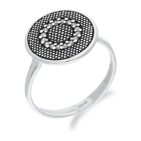 Pierścionek srebrny koło z łuskami i białymi cyrkoniami SZ SG-249-P-S próba 925