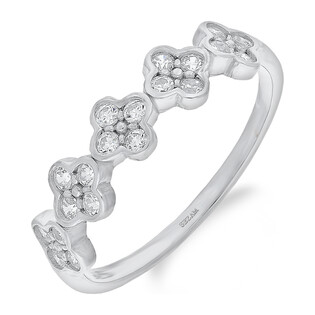 Pierścionek srebrny koniczynki z białymi cyrkoniami TB 19353 próba 925