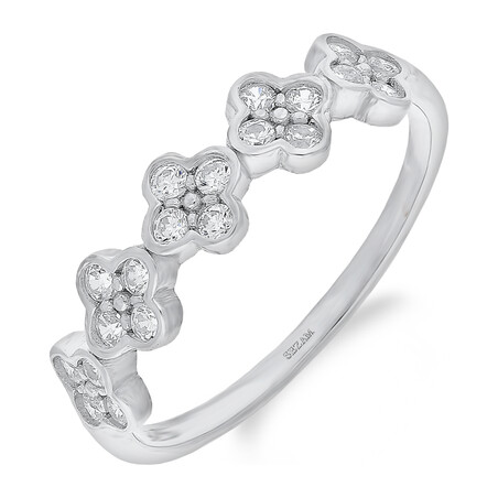 Pierścionek srebrny koniczynki z białymi cyrkoniami TB 19353 próba 925