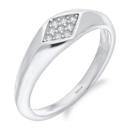 Pierścionek srebrny romb z białymi cyrkoniami TB 19370 próba 925