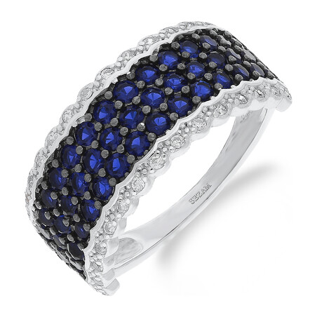 Pierścionek srebrny z ciemno-niebieskimi i białymi cyrkoniami TB 19957 próba 925