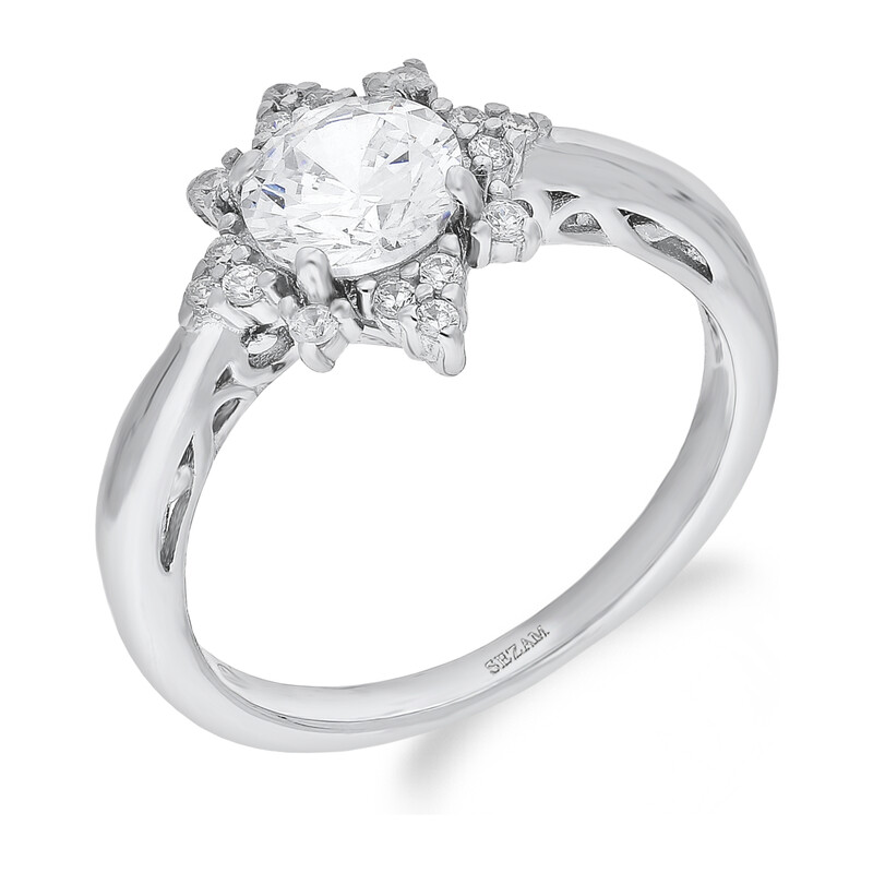 Pierścionek srebrny kwiatek z białymi cyrkoniami TB 19969 próba 925