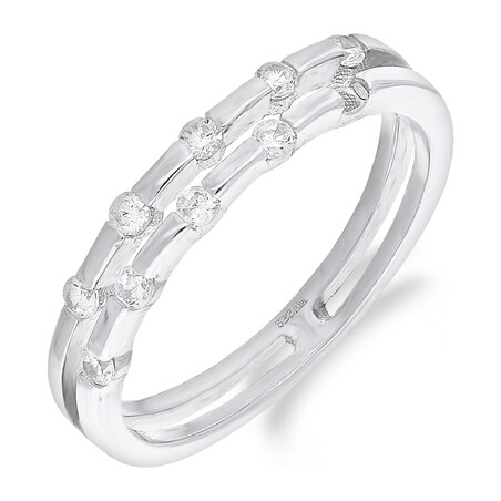 Pierścionek srebrny podwójny z białymi cyrkoniami TB 19985 próba 925