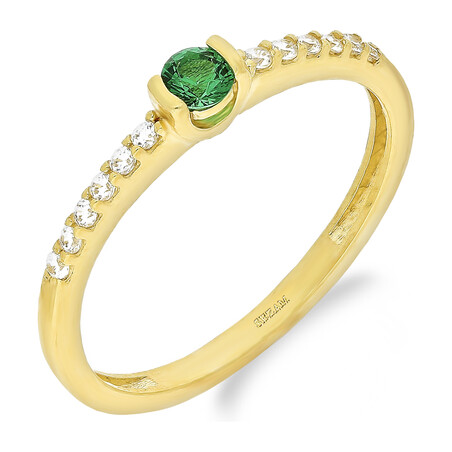Pierścionek złoty ETERNO z zieloną cyrkonią ZQ 503 EM próba 375